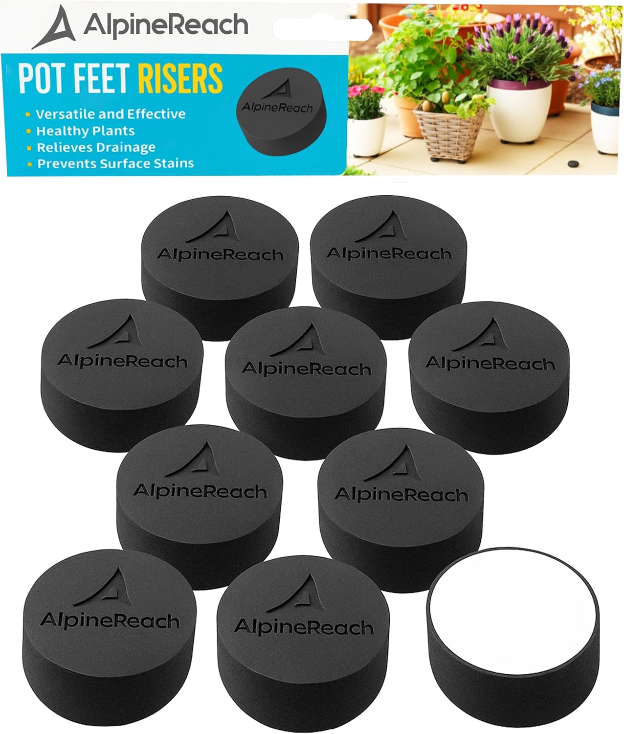 invisible plant pot risers AlpineReach 20 Pack Pot Feet Risers & Adhesive Pads