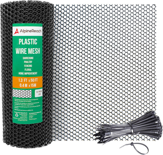 AlpineReach Plastic Wire Mesh Roll 1.3ft x 50ft, Black - AlpineReach