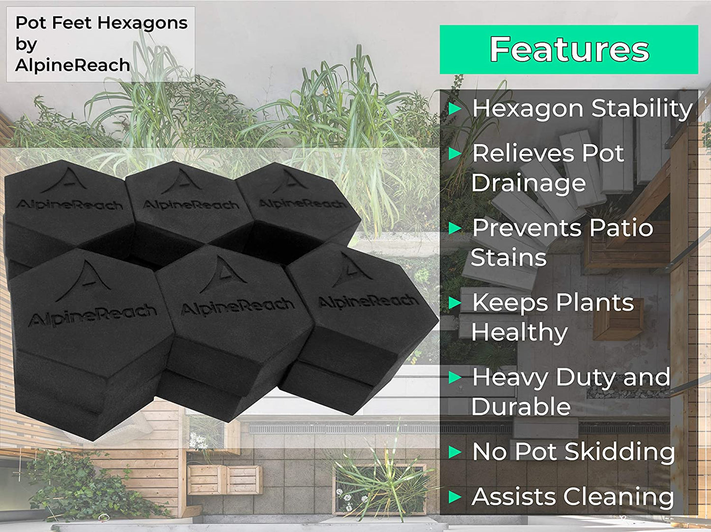 AlpineReach 20 Pack Pot Feet Hexagons & Adhesive Pads - AlpineReach