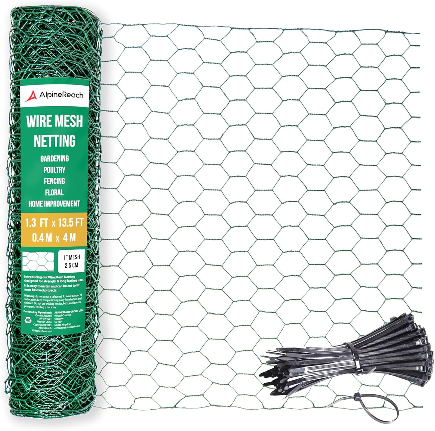 AlpineReach Chicken Wire 1.3ft x 13.5ft, Green - AlpineReach