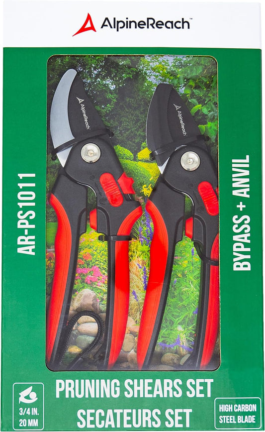 AlpineReach Adjustable Pruning Shears Bypass and Anvil Set - AlpineReach