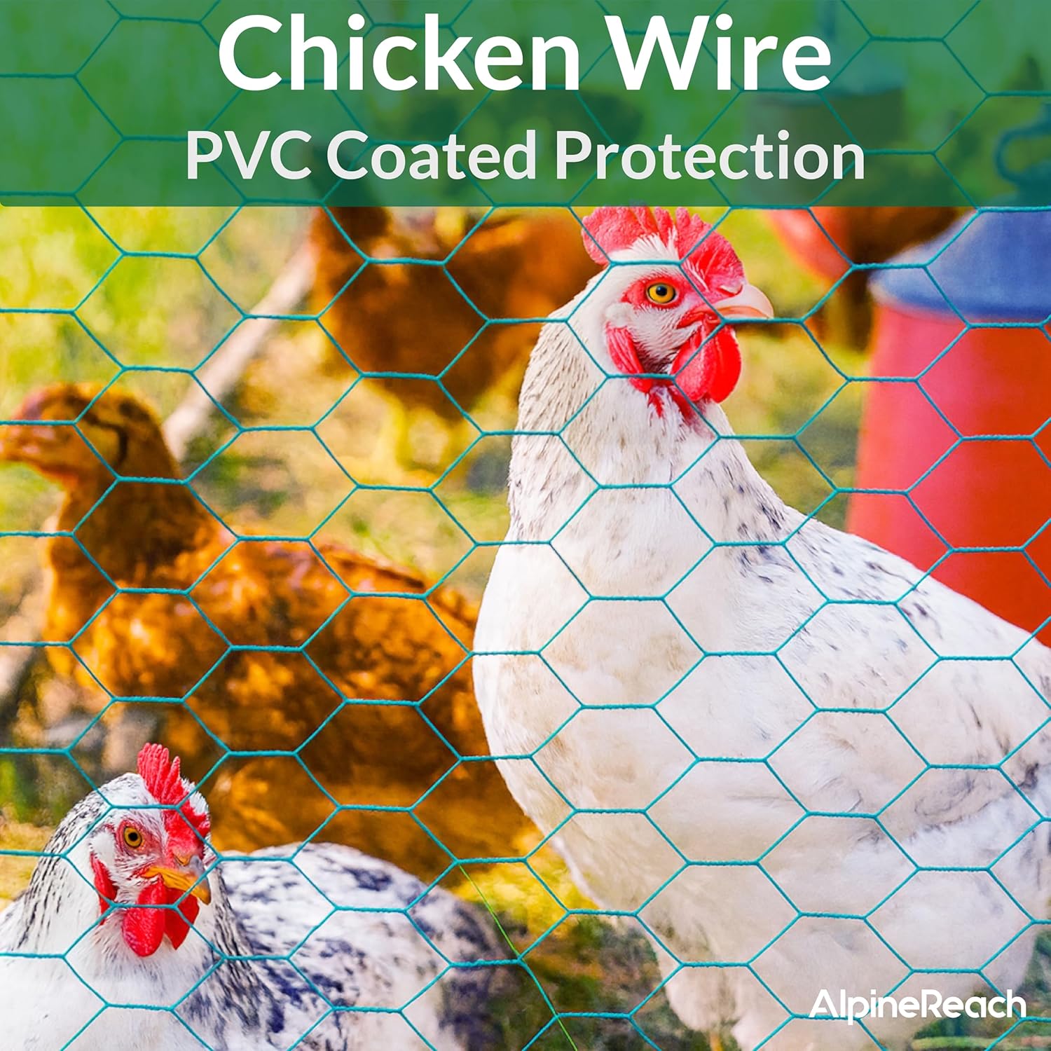 AlpineReach Chicken Wire 1.3ft x 13.5ft, Green - AlpineReach