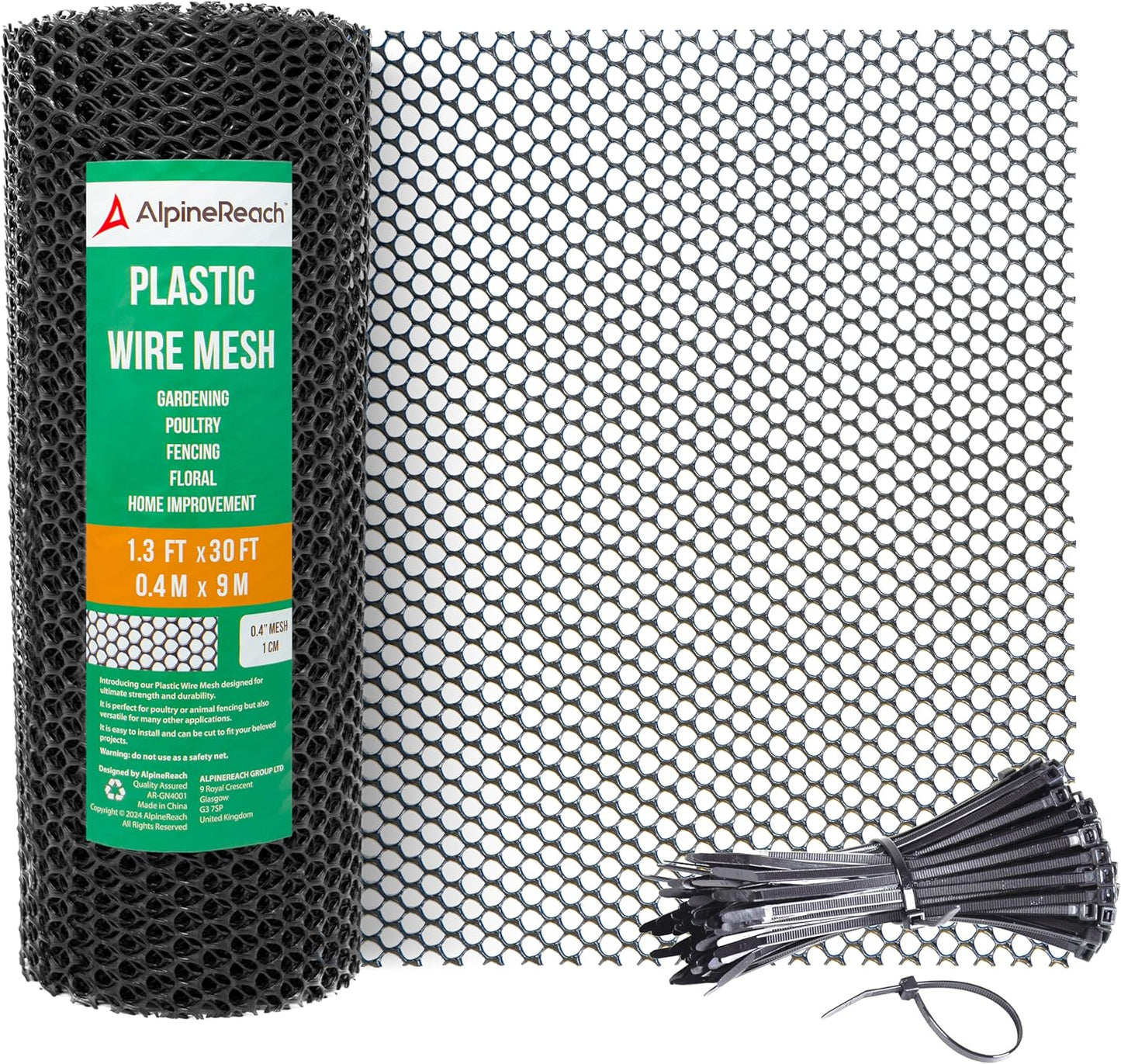 AlpineReach Plastic Wire Mesh Roll 1.3ft x 30ft, Black - AlpineReach