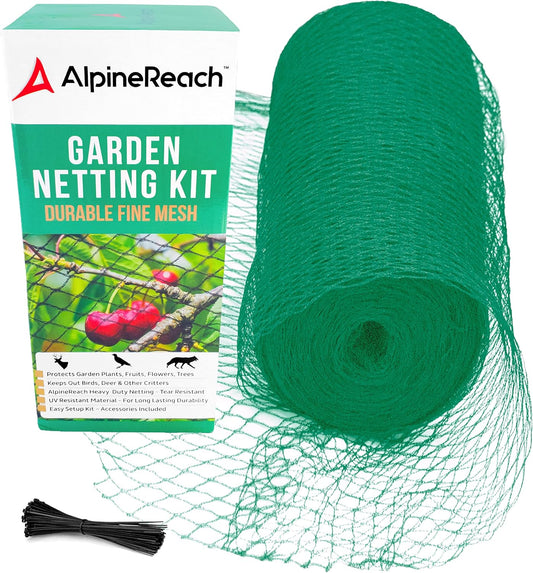 AlpineReach Garden Bird Netting Kit 7.5 x 100 Feet Green - AlpineReach