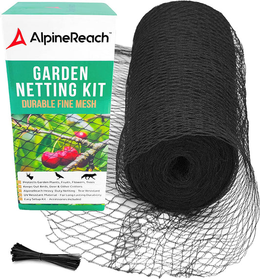 AlpineReach Garden Bird Netting Kit 7.5 x 65 Feet Black - AlpineReach